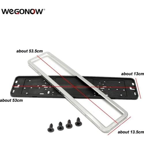 European / German / Russian 53 x 13 cm Car License Plate Frame Holder With Four Screws Vehicle Sliver/Black Car Styling