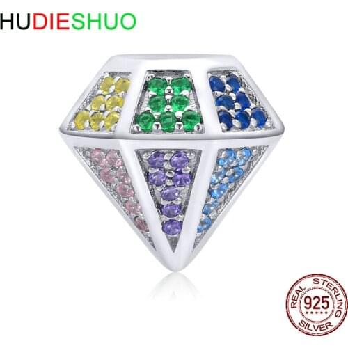 Diy jewelry accessories S925 sterlingsilver beads rainbow stone fashion beaded bracelet accessories