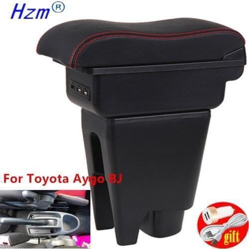 For Toyota Aygo BJ Armrest Interior Parts special Retrofit parts Car Armrest Center Storage box USB LED Curved surface