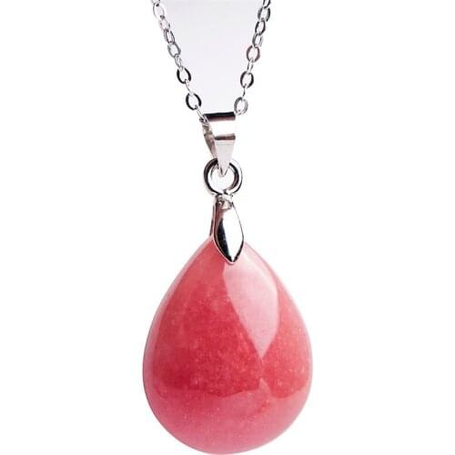 Precious Natural Ice Rhodochrosite Gems Pendant Water Drop Crystal Bead Woman Lady Fashion Natural Stone Pendant 22x16x6mm
