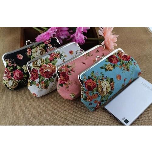 Europe and the United States ladies purse long rose Canvas Purse single hasp hand spot, wholesale mobile phone bag
