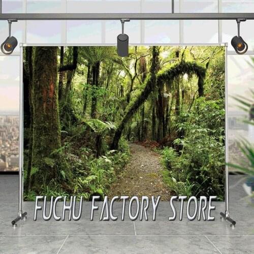 Forest Backgrounds For Photography Old Tree Moss Shrub Rain Forest Way Scenic Photo Backdrops Photocall Photo Studio Props Vinyl