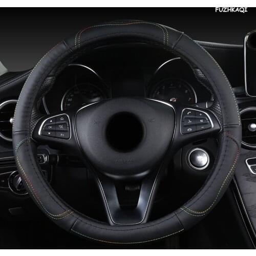 FUZHKAQI Leather Car Steering Wheel Cover For Hyundai i20 i30 i40 Tucson Solaris ix35 Creta Santa fe Kona Elantra