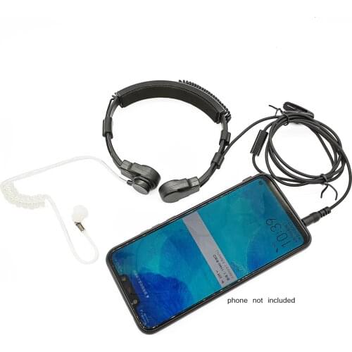 Interphone neckband tactical 3.5mm 35mm flexible acoustic tube bone conduction throat mic microphone headsetfor iphone huawei
