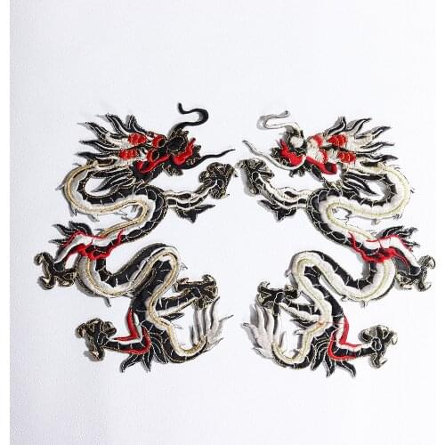 Exquisite Animal Chinese Four claw Cyan Dragon Embroidery Patch wholesale DIY Garment Accessory Patch Free Delivery