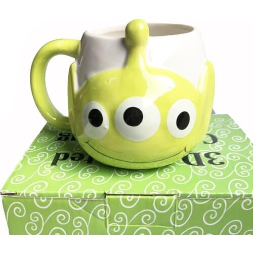 300ml Ceramic Mug Water Cup Three-dimensional Cartoon Three-eyed Monster Cute Creative Modeling Coffee Milk Container Drinkware