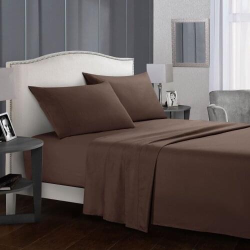Brown Bedding Set Bed Linens Flat Sheet+Fitted Sheet+Pillowcase Twin/Full/Queen/ King/California King Size Soft Comfortable