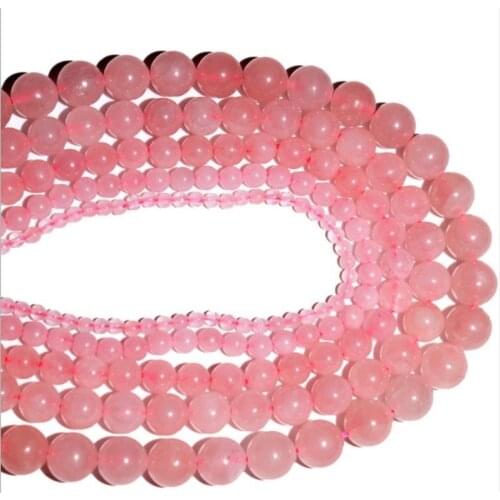 Round 4/6/8/10mm Pink Quartz Loose Beads for DIY Craft Bracelet Necklace Jewelry Making