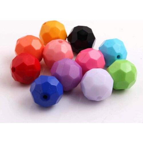 Kwoi Vita' jewelry 20mm 100pcs chunky Acrylic solid faceted beads for kids beads Bracelet Necklace Making