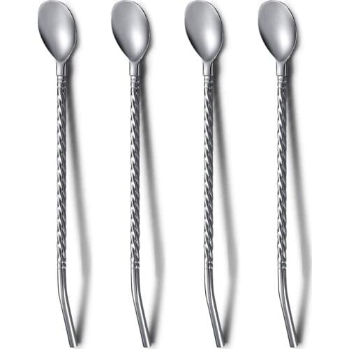 Iced Tea Spoon with Straw Handle for Drinking,Plating Bar Spork Spoon for Cocktail,Ice Cream,Mixing and Stirring