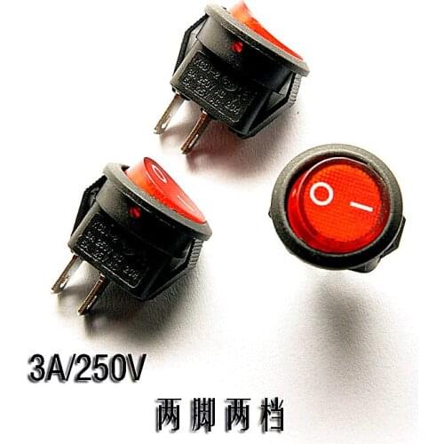 Small Round Rocker Switch Red 2 Pin 2 Rocker Switch 3A/250V 6A/125V 10PCS