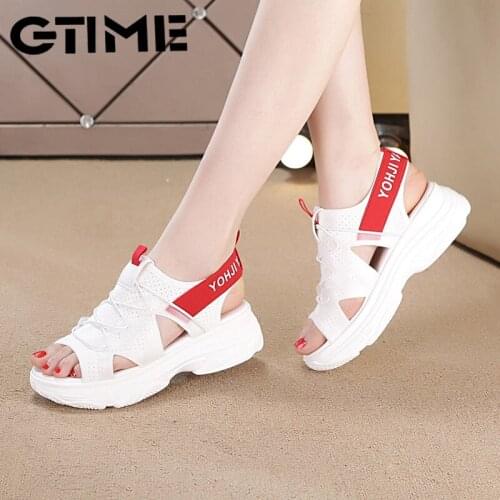 Fashionable Open-toed Sports Sandals Elastic with White Chunky Thick-soled Platform Shoes 2021 Summer New WomensShoes#SJPAE-348