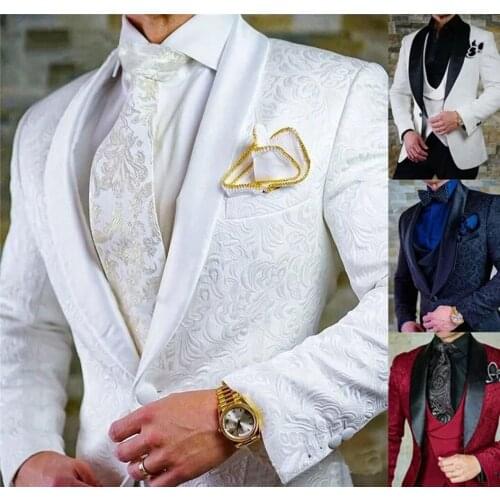 Mens jacquard groom, best man tuxedo shawl lapel mens suit wedding party best man suit jacket with pants suit