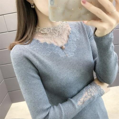92616 new winter bud silk embroidered elastic knitted turtleneck dress top 40