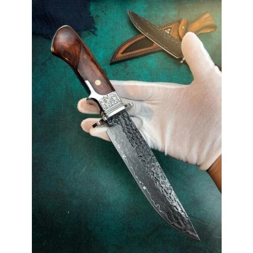 New Arrival VG10 Damascus Steel Straight Knife Tactical Utility Knife Outdoor Fixed Blade Hunting Camping Knives EDC tool