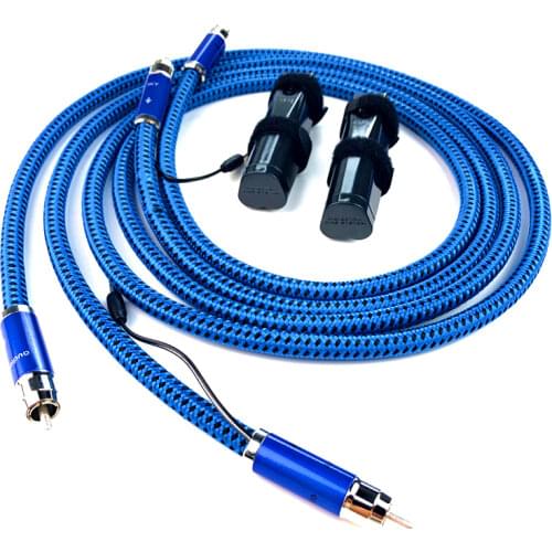 Pair Audiophile SKY Solid PSS Silver RCA Audio Interconnection Cable with Carbon Fiber 72V DBS