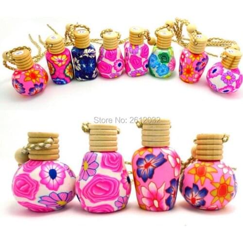 Car Hang Decoration Pendant Pottery Essential Oils Perfume Empty Bottle Colorful Ceramic Glass Hang Rope Necklace F201710