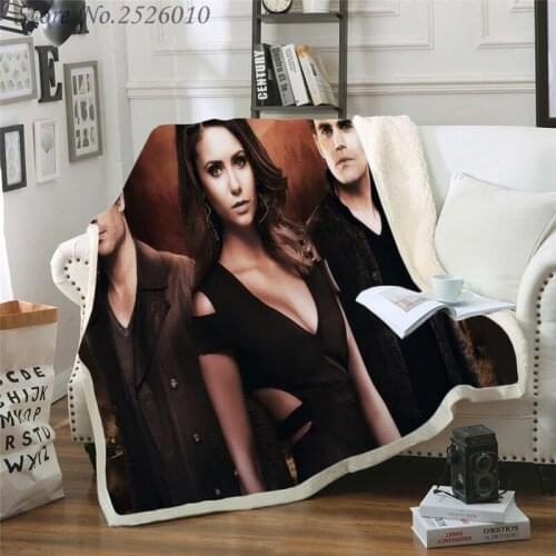 Throw blanket The Vampire Diaries 3D Velvet Plush Blanket Bedspread For Kids Girls Sherpa Blanket Couch Quilt Cover Travel 01