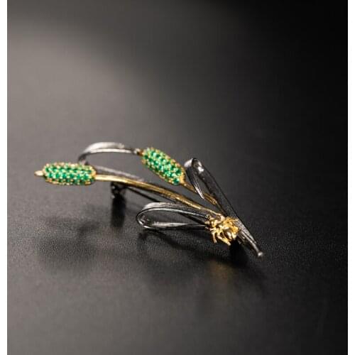 S925 silver plated eyedrops with unique retro craft brooch pendant dual purpose