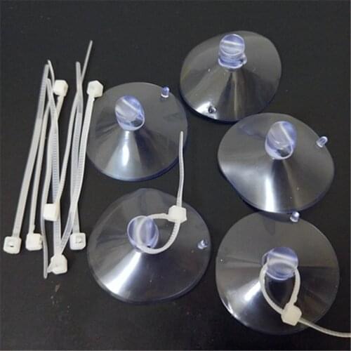 20 Pack Suction Cups with 20 Pieces 2.5/3/3.5cm Adjustable Zip Ties for Aquarium Fish Tank Binding Moss Shrimp Dodging Nest