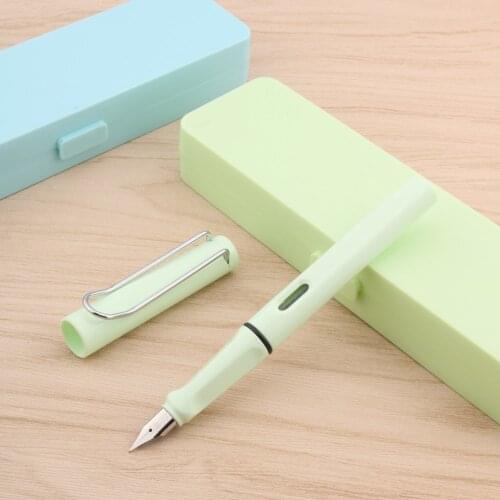 2020 luxury quality Macaron color 0.38mm Fountain Pen set box plastic posture correction Mint Green Pink blue ink pens