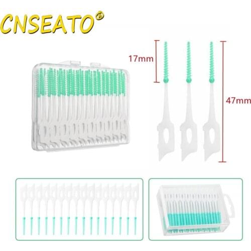 CNSEATO 20pcs/Box Dental Interdental Brush Teeth Cleaning Stick Toothpick Floss Oral Care Tools Keep Gum Healthy