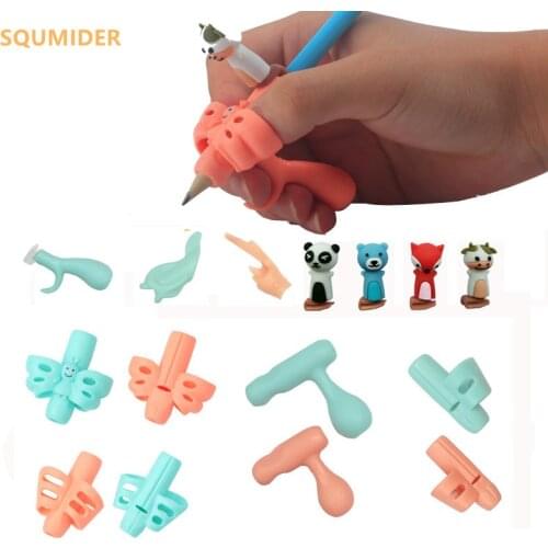 Silicone finger cots children Pen posture corrector cute Writing corrector Pencil learning pen set Student Positive pen holder