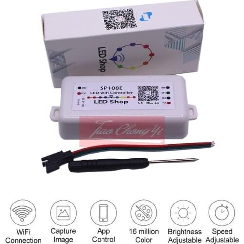 WS2812B WS2811 WS2801 LED WiFi Controller, iOS Android App Wireless Remote Control DC 5V~24V SP108E for SK6812 SK6812-RGBW
