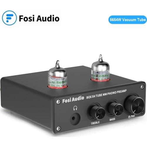 Fosi Audio Hifi Phono Preamp BOX X4 Turntable Phonograph Preamplifier With 5654W Vacuum Tube Amplifier