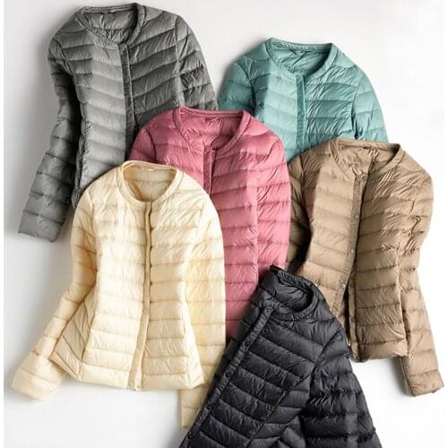 Spring Autumn Female Warm Slim Thin Short Coat Plus Size Women Ultra Light Down Jacket White Duck Down Lightweight Parkas LP094