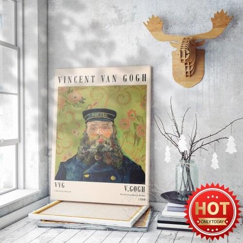 Vincent Van Gogh Impressionism Oil Poster, Gogh Postman Joseph Roulin Exhibition Prints, Vincent Vintage Art Decor Wall Picture