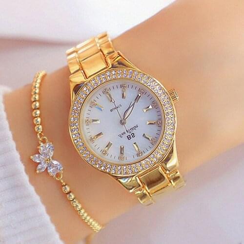 2021 Gold Ladies Wrist Watches Dress Watch Women Crystal Diamond Watches Stainless Steel Silver Women Montre Femme 2021 Gift Box