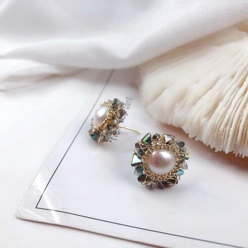 Korean Fashion Freshwater Pearl Earrings S925 Sterling Earring Stud for Women Wedding Engagement Jewelry Hand-made Gifts Female