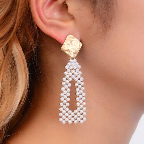 2020 New Fashion Geometric Pearl Stud Earring for Women Statement Heart Earrings Korean Style Elegant Wedding Jewelry