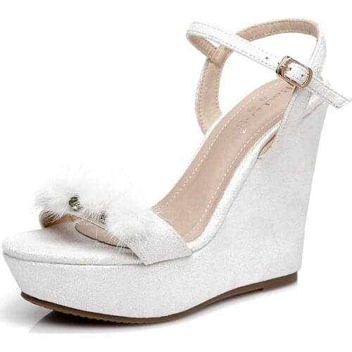 2019 Summer Fashion Womens Wedge Sandals Female Retro High Heeled Platform Rhinestone Shoes Online