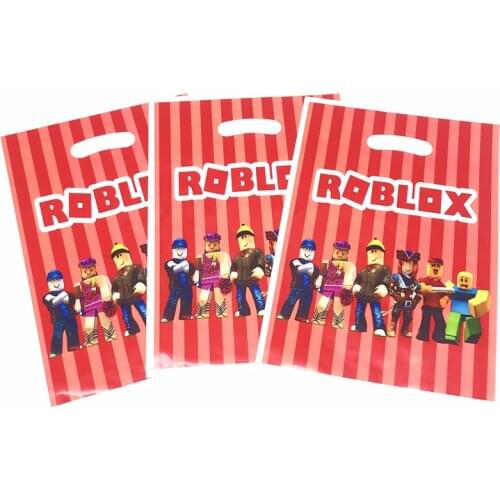 10pcsRoblox Game Birthday Decors Disposable Plastic Candy Gift Bag Theme Party Bag Kids Birthday Festival Christmas Supplies