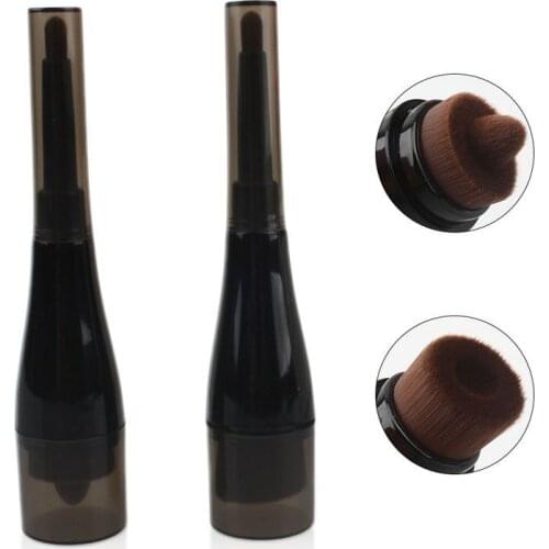 12cm coffee nylon hair liquid foundation double brushes mini lipstick BB eyeliner double make up brush tools