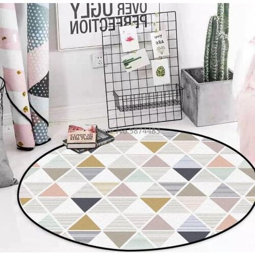 200cm Modern Simple Black and White Yellow Triangle Stripe Stitching Living Room Bedroom Hanging Basket Chair Round Floor Mat