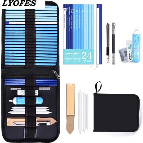 24/36pcs Professional Sketch Pencil Set Professional Sketching Drawing Kit Wood Pencil Pencil Bags School Students Art Supplies