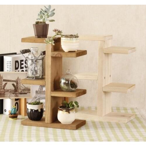 5 Tier Wooden Pot Tray Storage Rack Holder Plant Flower Shelf Wood Plant Planter Display Stand Office Home Decor