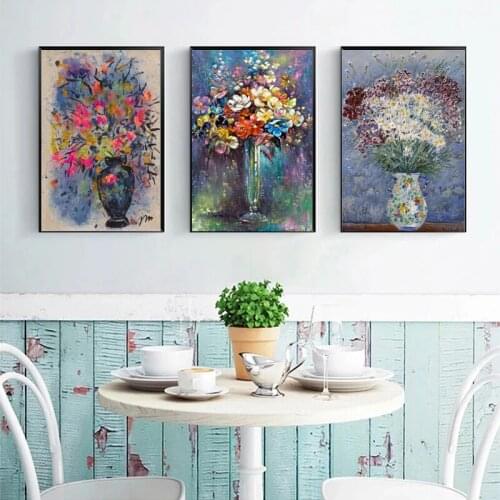 Abstract Bright Flower In A Vase Orchid Canvas Painting Posters and Prints Cuadros Wall Art Pictures for Living Room Home Decor