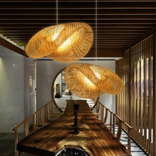 Chinese Style Bamboo Pendant Lights Lighting Garden Restaurant Kitchen Pendant Lamp Hotel Farm Lantern Hanging Lamp Indoor Decor