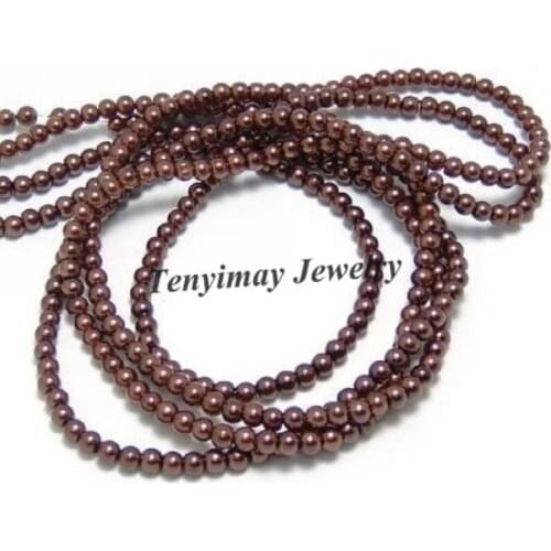 Free Shipping 6mm brown Glass Imitation Pearls, Imitation Pearl DIY Loose Beads Wholesale