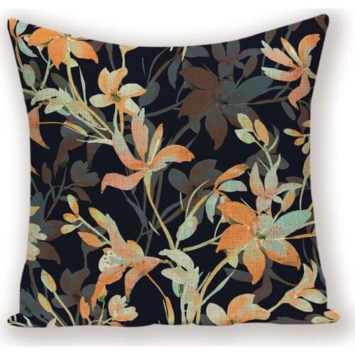 Floral Throw Pillow Case Green Cushions Cover Vintage Decorative Cushion Covers Custom Pillow Covers Linen Quality Pillow Case