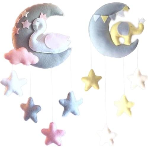 Baby Crib Non-woven Moon Stars Wind Chime Toys Kids Room Ceiling Mobile Hanging Decorations Shower Gift baby toys teething