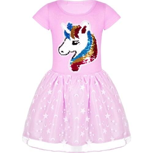 Kids Princess Dress for Girls Elegant Pageant Wedding Party Birthday Dress Shiny Sequins Cartoon Dress for Girl Summer Dresses