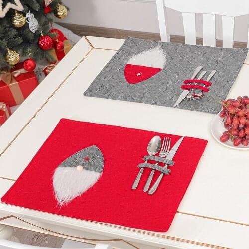 Home Placemat Knife Fork Pad Desktop Decoration Christmas Cloth Rectangle Pastoral Elements European and American Style