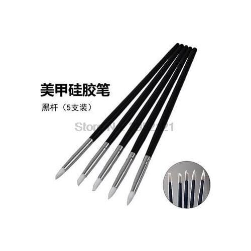 By dhl or ems 100sets 5pcs/set Nail Art Brush Pen Silicone Head Carving Emboss Shaping 3D DIY Hollow Sculpture Acrylic Manicure