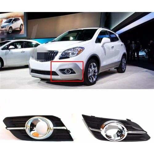 JanDeNing 2pcs Kit Car New Black Front Left + Right Bumper Fog Light Lamp Cover Grille Fit for Buick Encore 2013-2015
