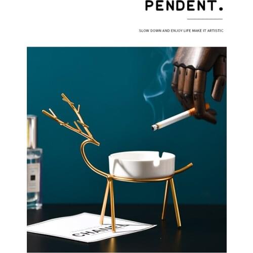Ceramic Ashtray Nordic Minimalist Style Deer Ashtray Metal Office Bedroom Desktop Creative Ins Ornaments Elk Ashtray Ceramic